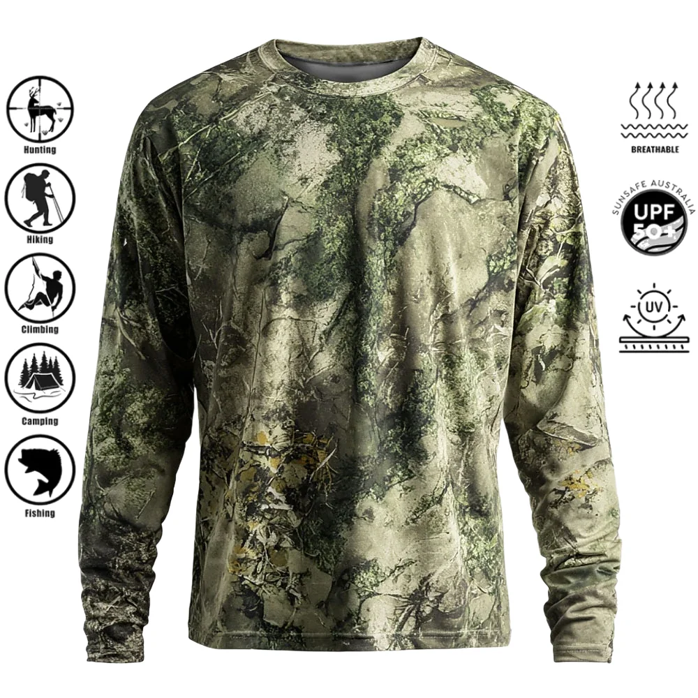 Outdoor Hunting Prints - Męska koszulka z długim rękawem, poliester,